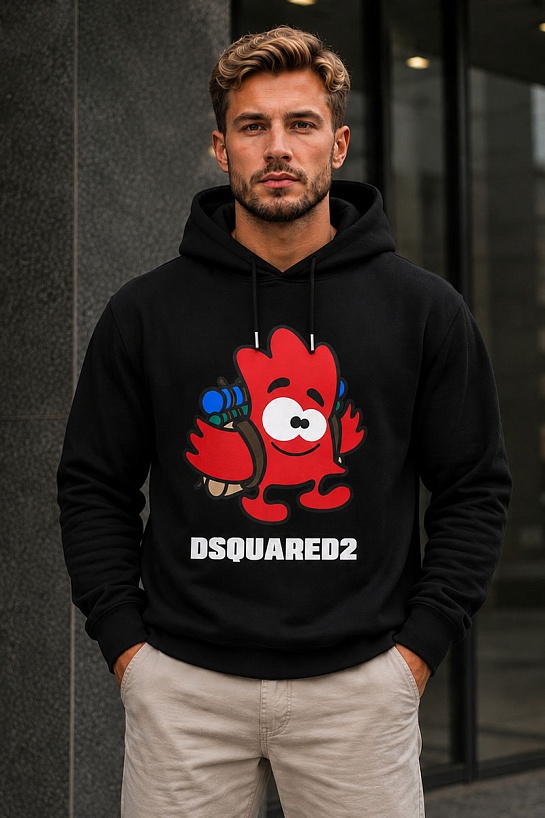 Мужское чёрное худи Dsquared2 logo-print