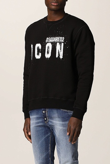 Мужской чёрный свитшот Dsquared2 "ICON" logo-print   