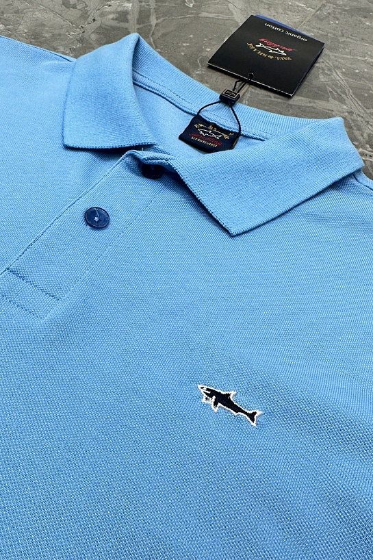 Голубое поло Paul & Shark logo-embroidered