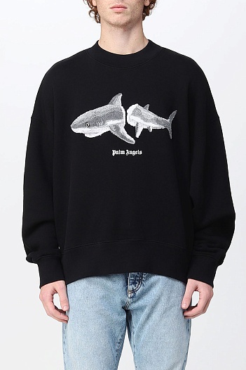 Чёрный оверсайз свитшот Palm Angels Shark   