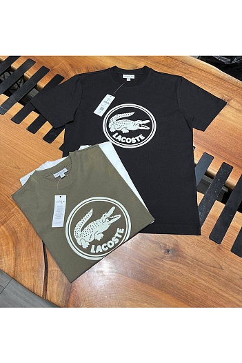 Мужская белая футболка Lacoste logo-print   
