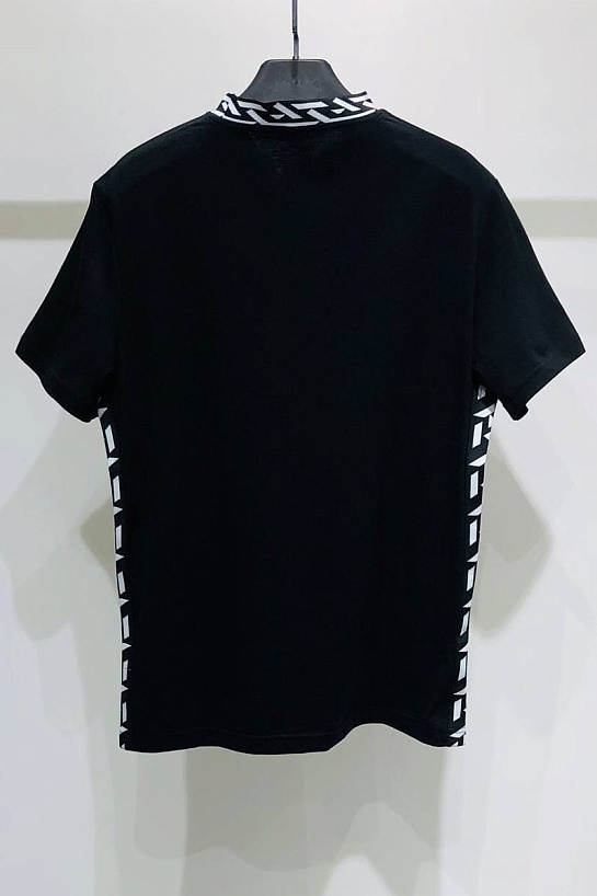 Чёрная мужская футболка Versace La Greca trim