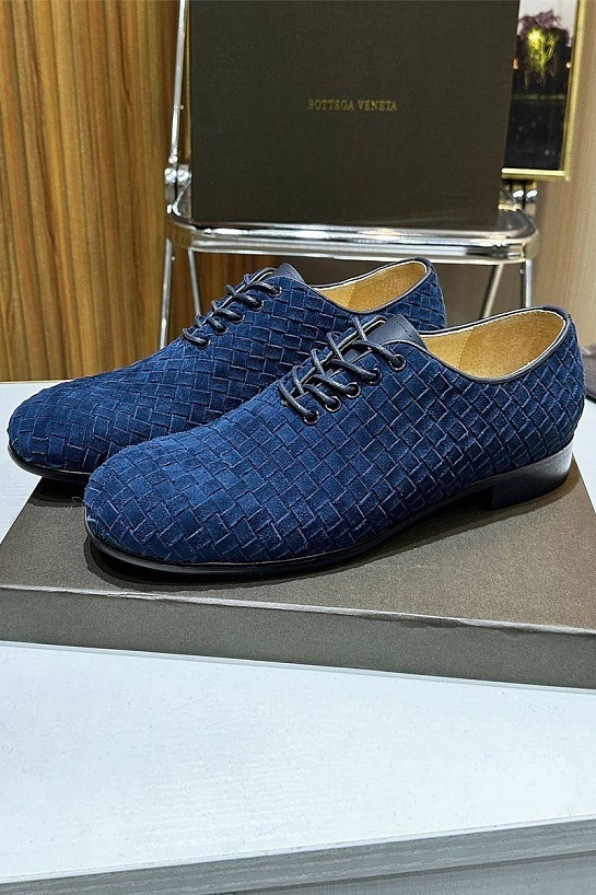 Мужские замшевые ботинки Bottega Veneta Intrecciato - Navy