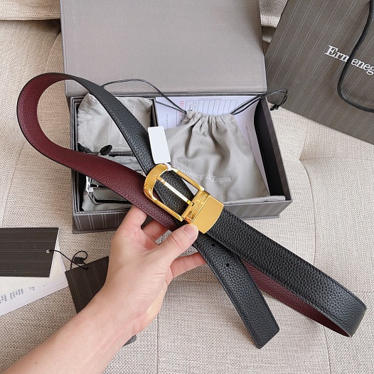 Двусторонний кожаный ремень Zegna Premium (ширина 3.5 см)   