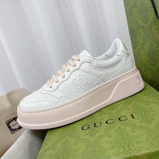 Женские кроссовки Gucci GG Chunky B - White / Pink   