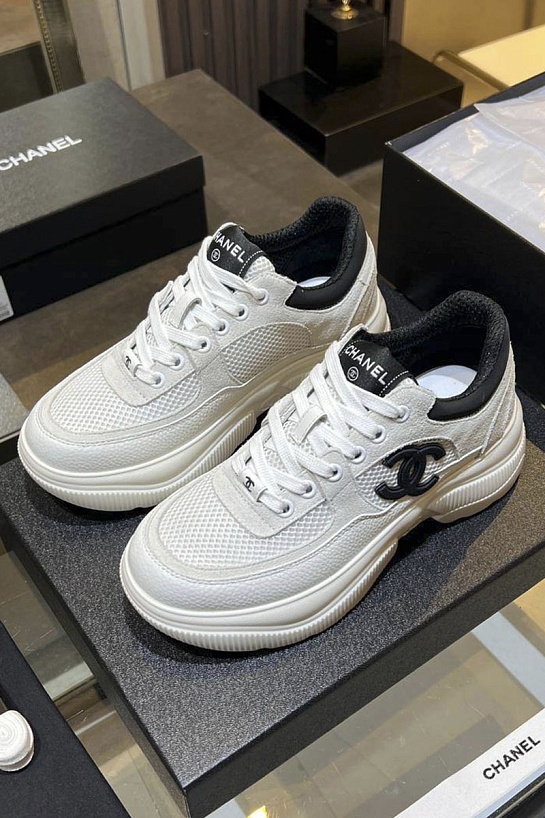 Белые женские кроссовки Chanel premium