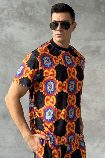 Брендовая мужская футболка Gucci GG logo all-over   