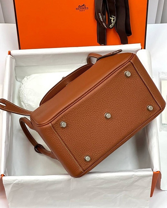 Женская кожаная сумка Hermes Lindy Premium 26x18x13 см - Brown