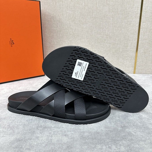 Мужские шлёпанцы Hermes Kazimir - Black   