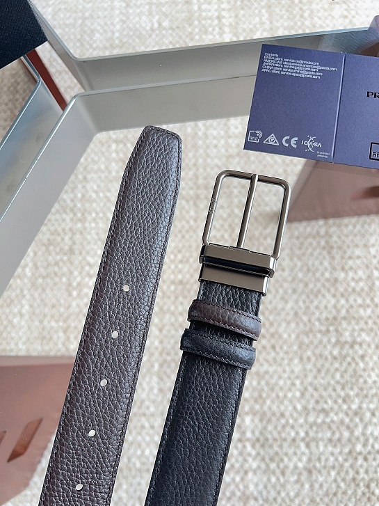 Двусторонний кожаный ремень Prada premium