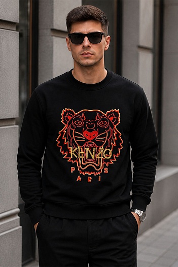 Чёрный мужской свитшот Kenzo Tiger Head embroidered   