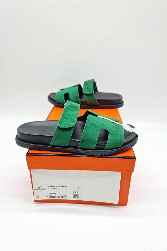 Женские замшевые сандалии Hermes Chypre - Green