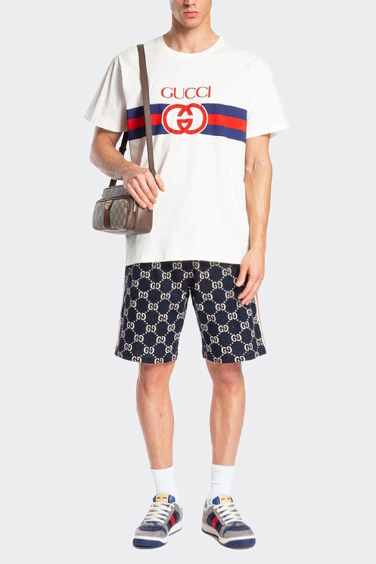 Мужские шорты синего цвета Gucci GG jacquard