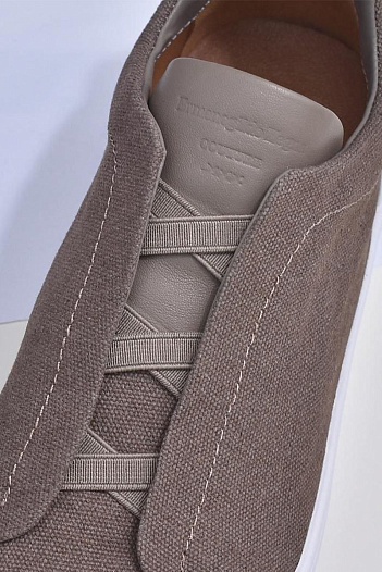 Тёмно-бежевые кроссовки Ermenegildo Zegna Triple Stitch Canvas   