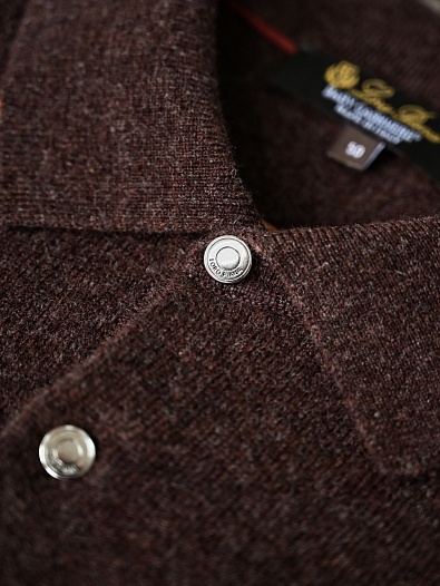 Коричневое поло с длинным рукавом Loro Piana premium   