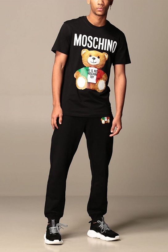 Мужская чёрная футболка Moschino Couture Bear Toy