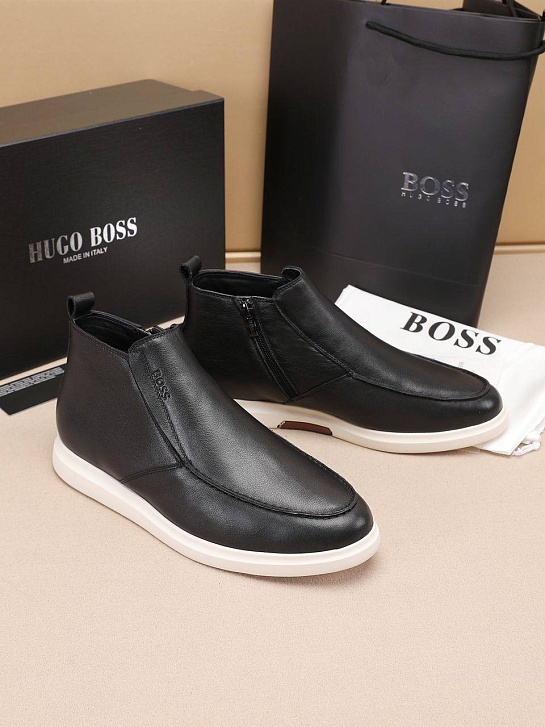 Кожаные лоферы с мехом Hugo Boss high-top - Black