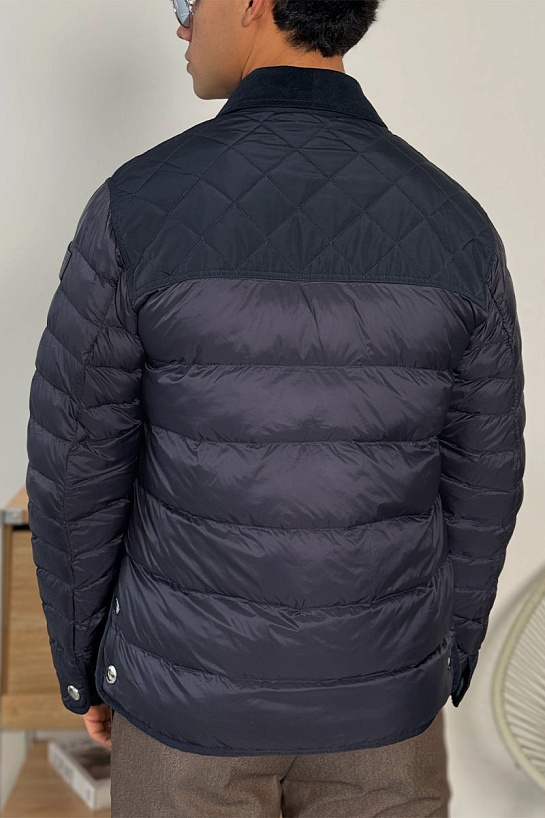 Тёмно-синяя пуховая куртка Burberry London England logo-patch