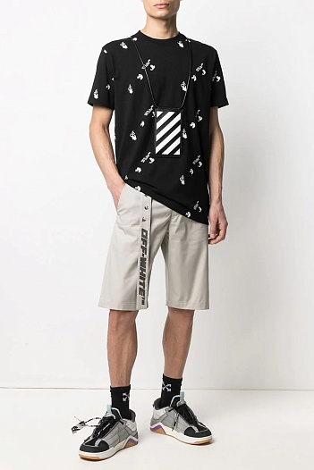 Чёрная оверсайз футболка Off-White all-over logo-print   