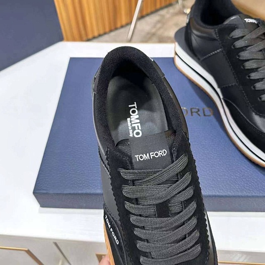 Комбинированные кроссовки Tom Ford James low-top - Black   