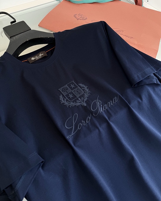 Мужская тёмно-синяя футболка Loro Piana premium
