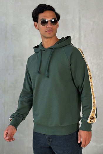 Зелёное оверсайз худи Gucci Interlocking G stripe   