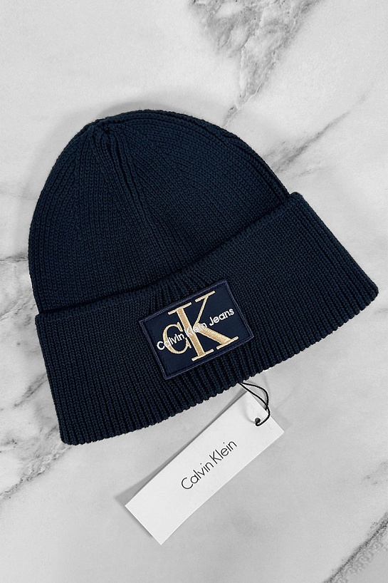 Синяя шапка Calvin Klein Jeans monologo patch