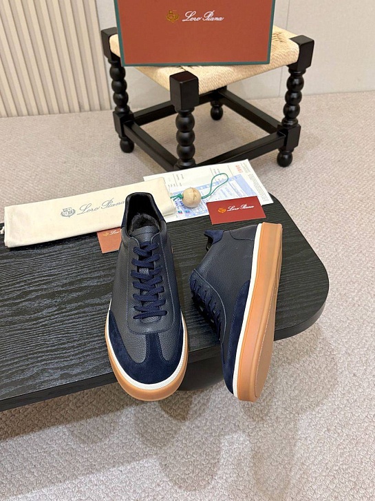 Кожаные кроссовки с мехом Loro Piana high-top