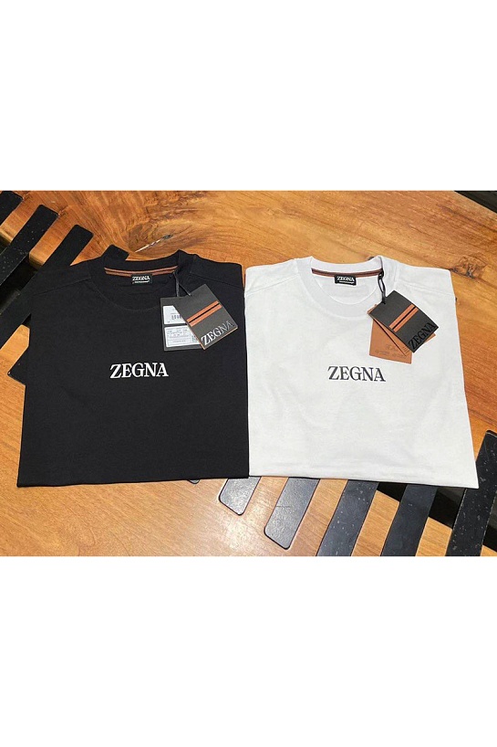 Мужская чёрная футболка Zegna logo-print