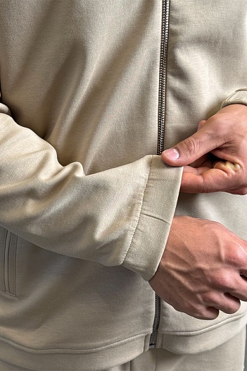 Бежевая кофта на молнии Brioni B-еmbroidery   