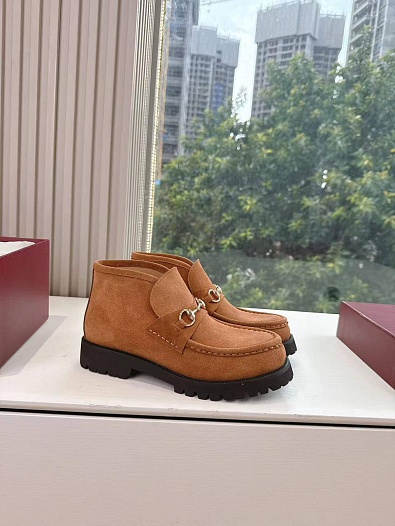 Женские замшевые лоферы Gucci premium - Chestnut   