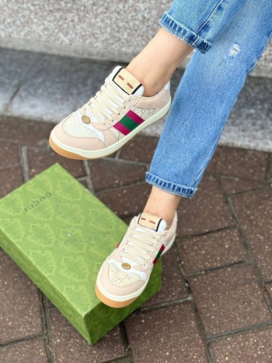 Женские кожаные кроссовки Gucci GG Screener