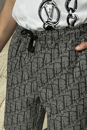 Мужские шорты Dior Oblique - Grey / Black   
