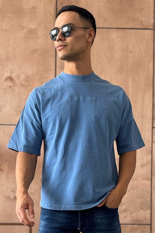 Синяя оверсайз футболка Palm  Angels