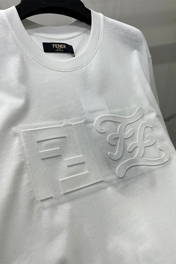 Белая футболка Fendi Monogram-pattern   