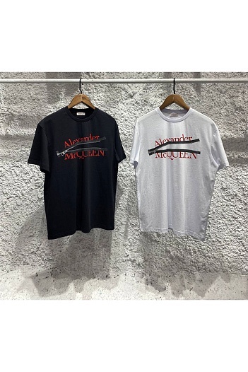 Мужская футболка Alexander McQueen zipped logo - White   