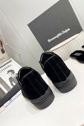 Кроссовки с мехом Ermenegildo Zegna Triple Stitch - Black   