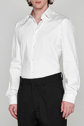 Мужская рубашка Burberry logo-embroidered - White   