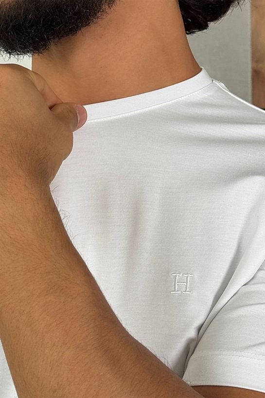Футболка белого цвета Hermes H embroidered