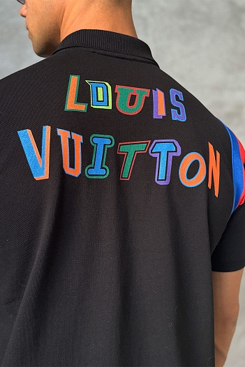 Мужское поло чёрного цвета Louis Vuitton logo-print   