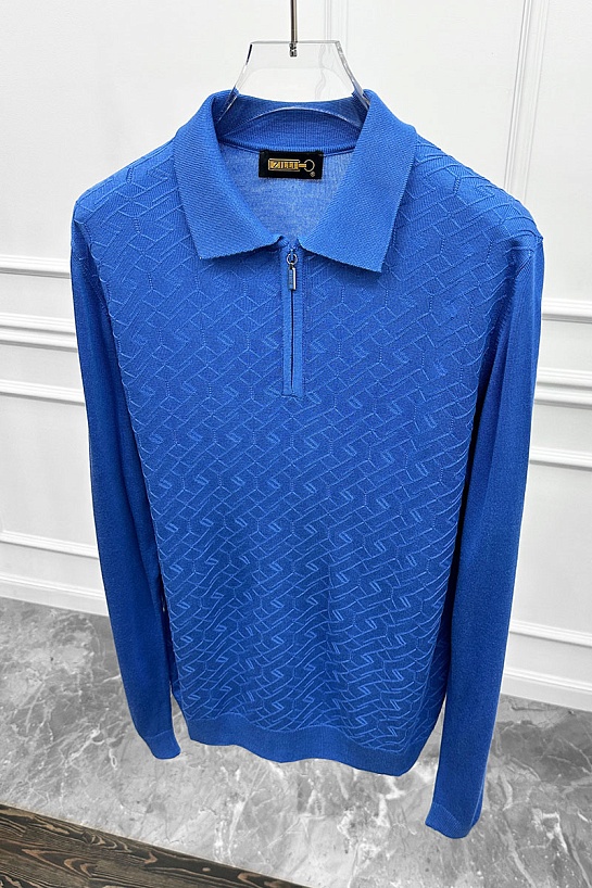 Поло с длинным рукавом Zilli zip-up - Blue