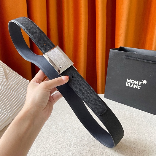 Двусторонний кожаный ремень Montblanc Premium (ширина 3.5 см)   