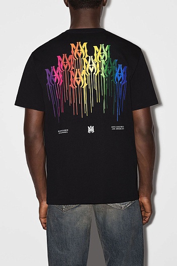 Футболка чёрного цвета Amiri Paint Drip logo-print   