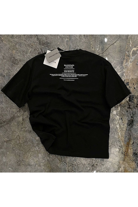 Чёрная оверсайз футболка Balenciaga Couture print