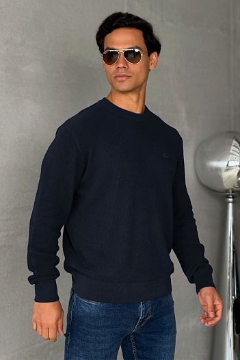 Мужской джемпер синего цвета Hugo Boss logo-embroidered   