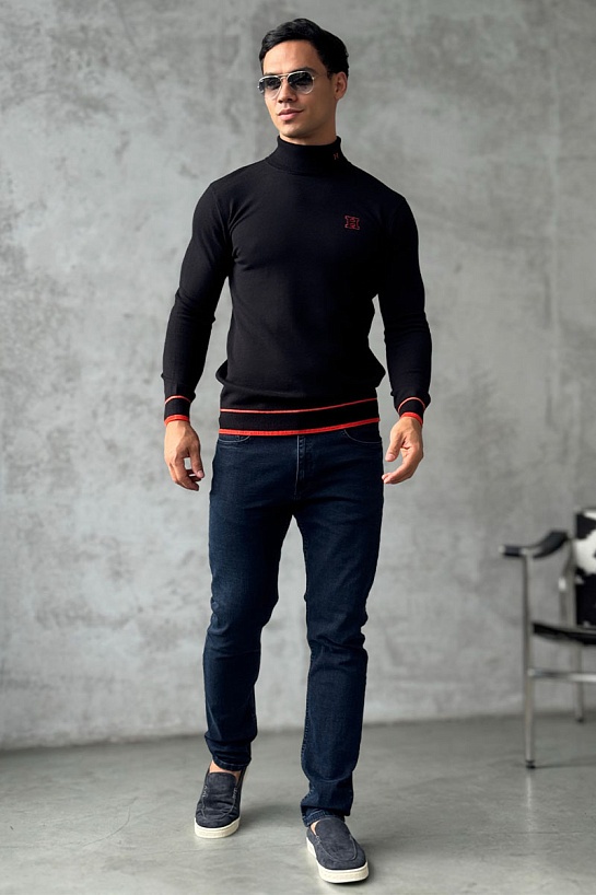 Мужская чёрная водолазка Hermes Premium