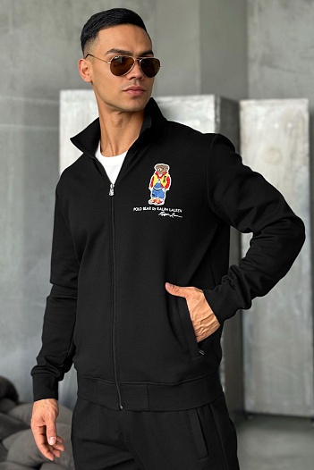 Чёрная кофта на молнии Polo Ralph Lauren "Bear"   