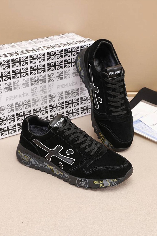 Замшевые кроссовки с мехом Premiata low-top - Black