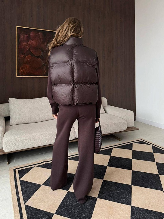 Женский костюм тройка на флисе Schiaparelli premium - Brown