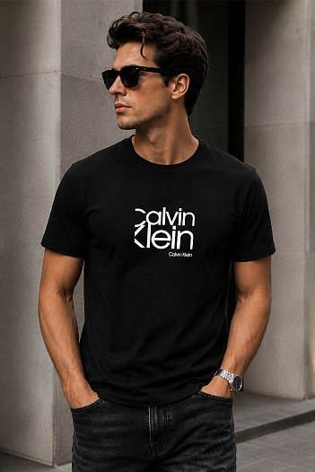 Мужская чёрная футболка Calvin Klein logo-print   